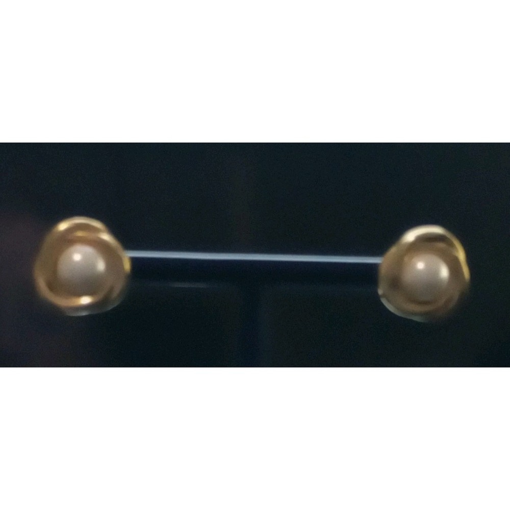 Vintage Gold Tone Swirl Faux Pearl‎ Stud Earrings | Pierced